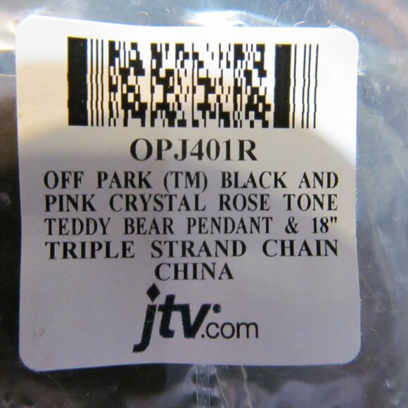 Off Park Collection Pink Crystal Rose Tone Teddy Bear Pendant w 18" Chain NEW - Picture 4 of 16